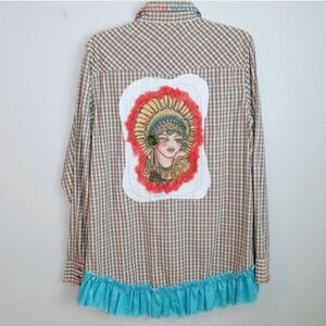 Upcycled Western Shirt Beautiful Native American Girl